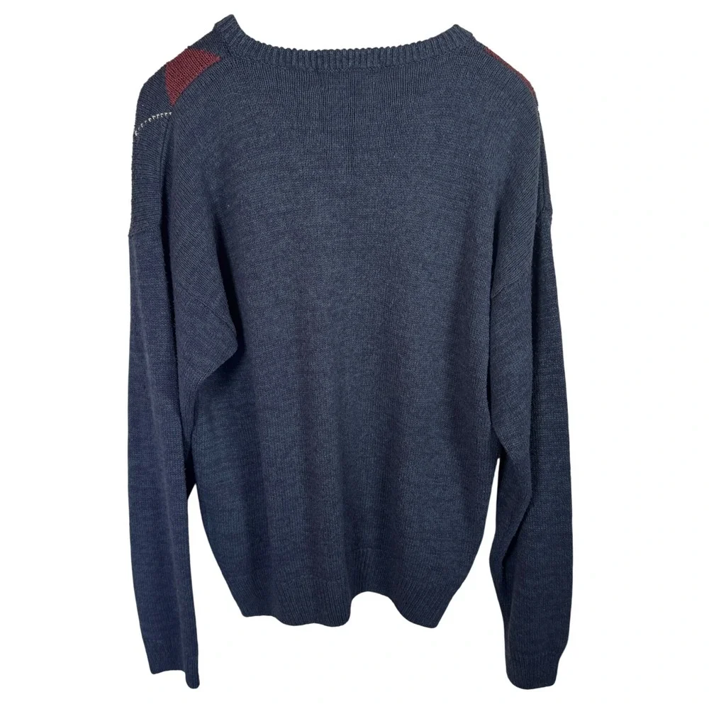Vintage Hunt Club Argyle Sweater Crew Neck Silk Blend Size Large Dark‎ Academia